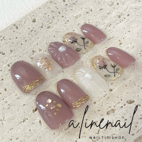 フラワーネイル/オフィス/大人可愛い/ネイルチップ ネイルチップ（つけ  