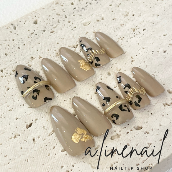 ネイルチップ　ヒョウ柄ネイル　アクセサリーネイル　リングネイル cd49adf6fcbca60402d60a18e78147