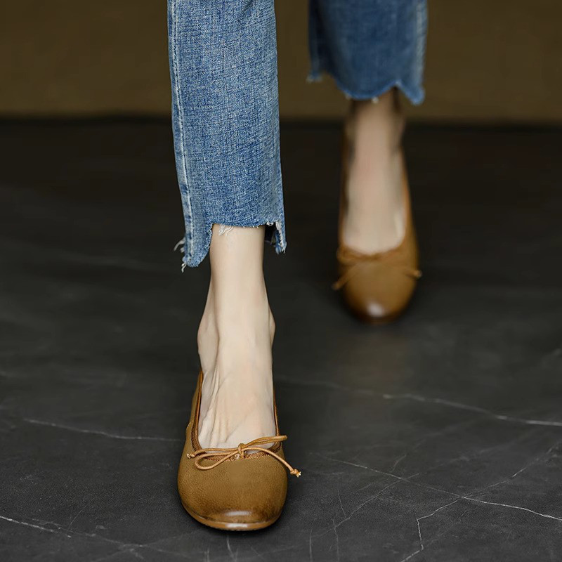 パンプス バレエシューズ レザー 革靴 靴レディース スリッポン 本革 柔らかい 歩きやすい 痛くない 金木犀 敬老の日