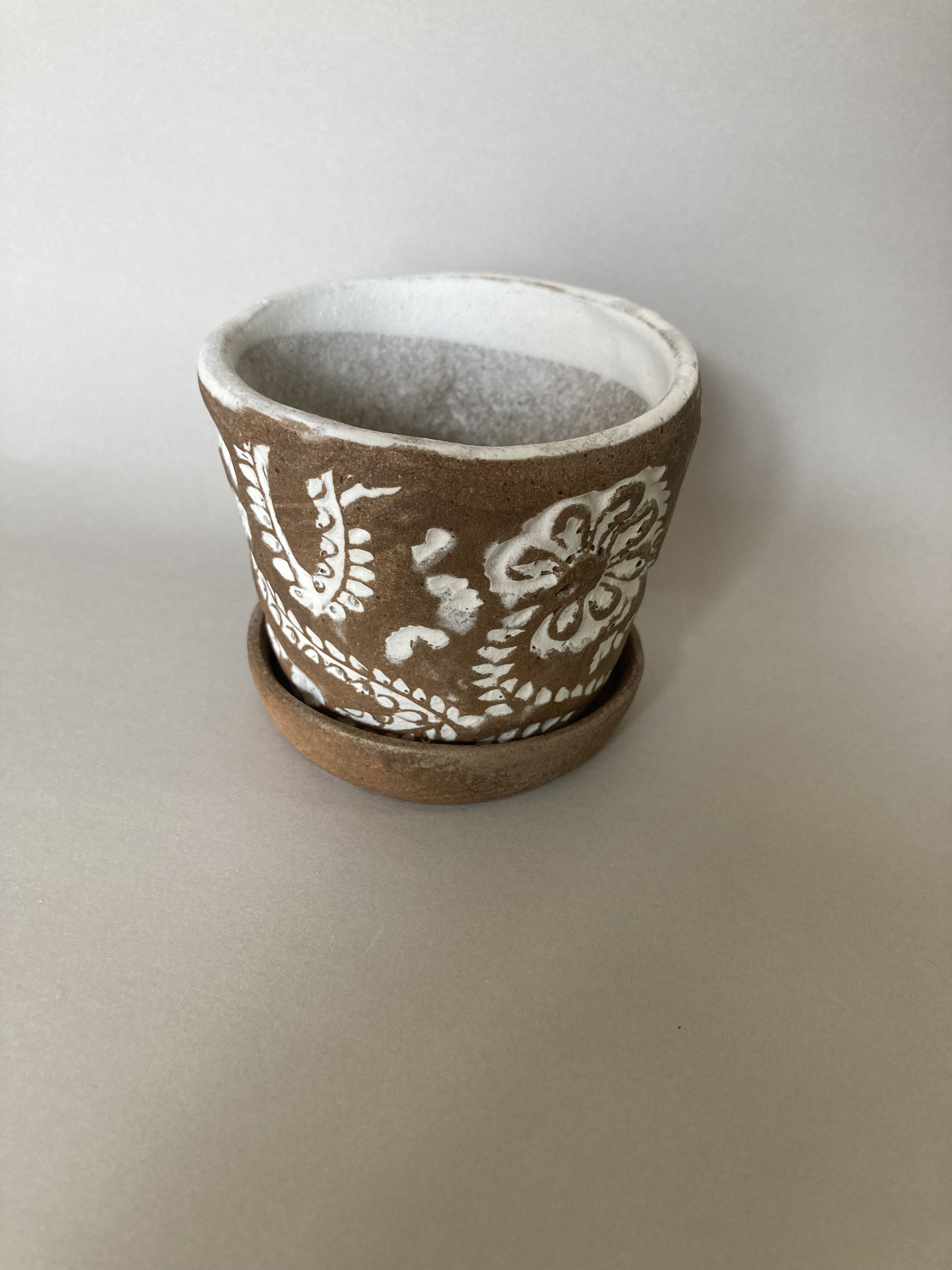 植木鉢（インド更紗模様） Ω - 粘土、陶土（土類） | 安く販売