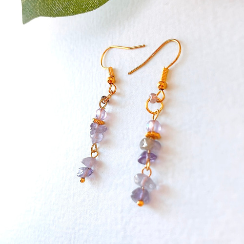 さざれ石の天然石ピアス 4種 イヤリング 天然石 ストロベリークォーツ