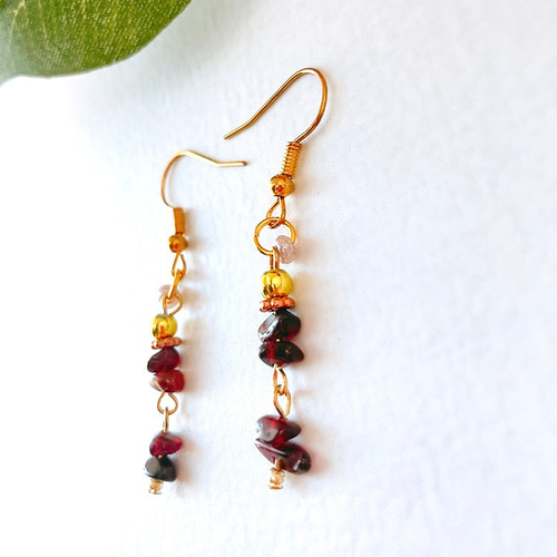 さざれ石の天然石ピアス 4種 イヤリング 天然石 ストロベリークォーツ