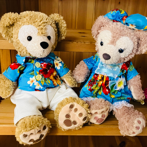 ダッフィとシェリーメイのコスチューム アロハシャツとズボンと
