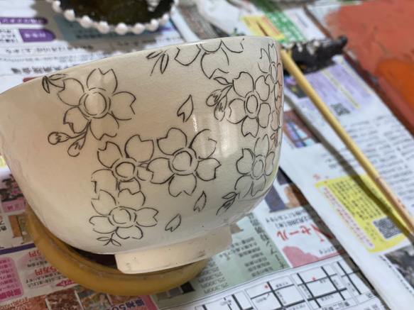 色絵　桜　サクラ　抹茶茶碗 12枚目の画像