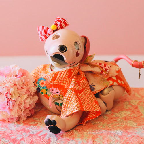 aibo 艶やかきもの：総絞り（aiboちゃん用・ハンドメイドのお洋服