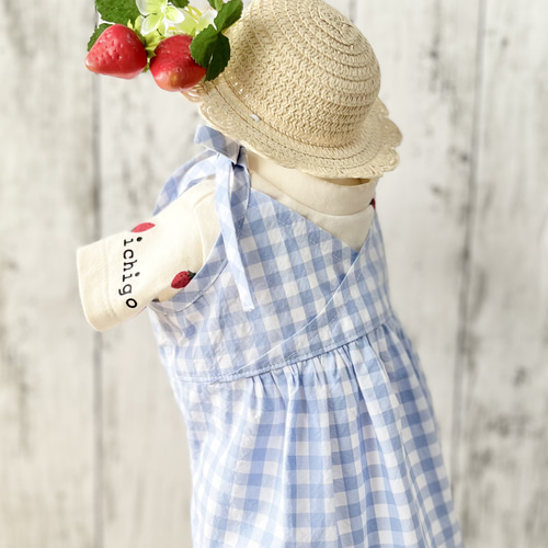 パステルアリスのギンガムチェックのカシュクールキャミワンピース犬服