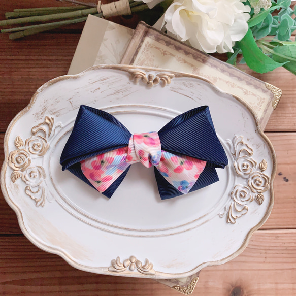 ベビーヘアクリップ　ハンドメイド　ヘアピン　ヘアゴム　紫陽花　リボン ベビーヘアクリップハンドメイドヘアピンヘアゴム紫陽花リボン