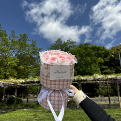 生誕ブーケ　生誕花束　枯れない　ツイードブーケ　ワンホンブーケ　花束　ピンク| Princesse Bouquet 4枚目の画像