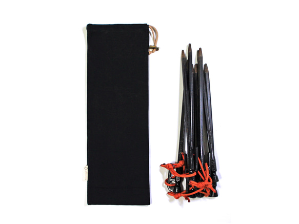 Kinchaku Outdoor ペグ用 コットンキャンバス ブラック [ ペグケース ペグ収納 細長 縦長 袋 ] 2枚目の画像
