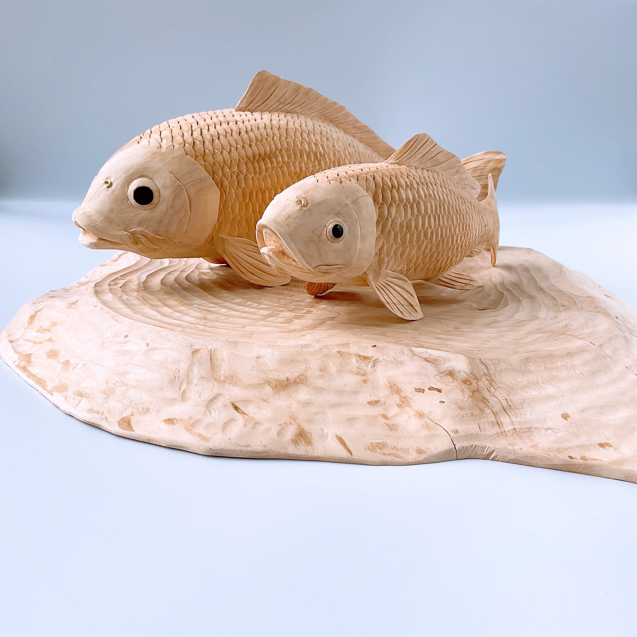 木彫り 魚 鯉 骨董 工芸 置物 彫刻 アート インテリア 木彫 鯉 大型 木魚 90センチ 巨大魚 木製鯉 木彫鯉 ナマズ 大型