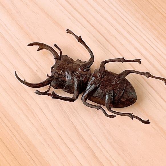 昆虫シリーズ「オオクワガタ」のオブジェ　黒檀　彫刻アート・木工　受注生産商品　　（送料　応相談） 5枚目の画像