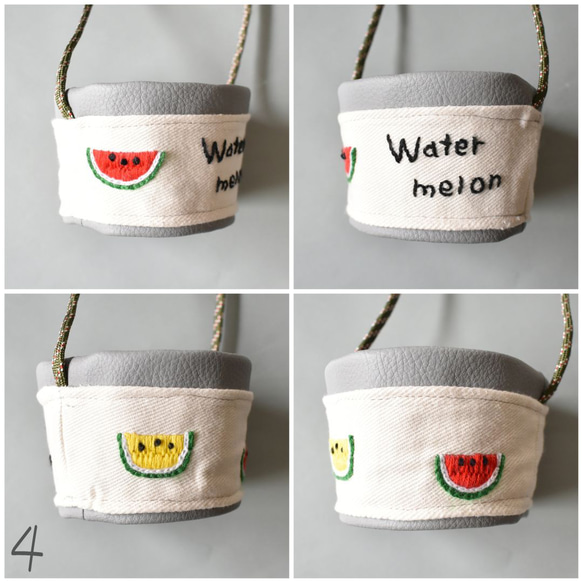 レザー（合成皮革）でシックな刺繍ドリンクホルダー 10枚目の画像