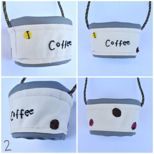 レザー（合成皮革）でシックな刺繍ドリンクホルダー 8枚目の画像