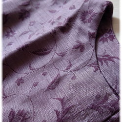 着物リメイク　コクーンワンピース　半袖チュニック　ラベンダー　京紫　　花柄　コサージュ付 10枚目の画像