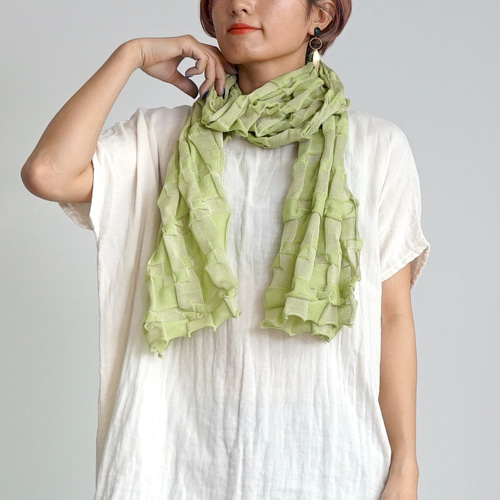 45R45rpm リネンストール　グリーン Belgium linen stole green ／ 洗い込んでエイジング加工を施