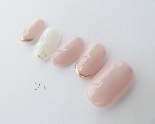 No.11 シアーピンク×ミラーフレンチ×シアーホワイト ネイル