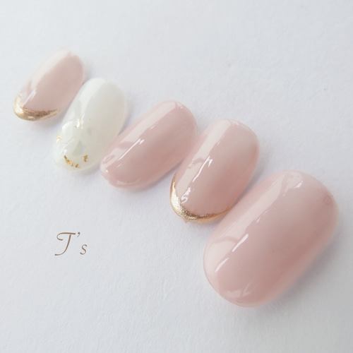 #011 ホワイトシアーネイル　ネイルチップ No.11 シアーピンク×ミラーフレンチ×シアーホワイト ネイルチップ