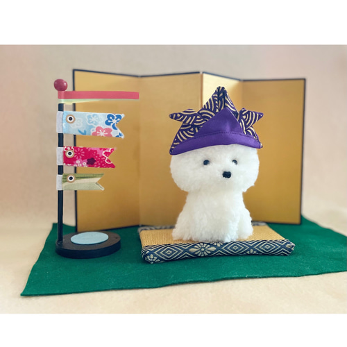 ビションの五月人形 アフロカット（舌なし） 兜 ビションフリーゼ