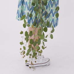 Fifi花卉印花度假長洋裝 藍綠菱格 第11張的照片