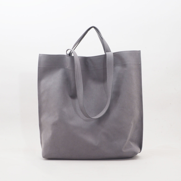 &lt;立即交納&gt;double handle tote(灰色)/人造革/unisex/T074 第2張的照片