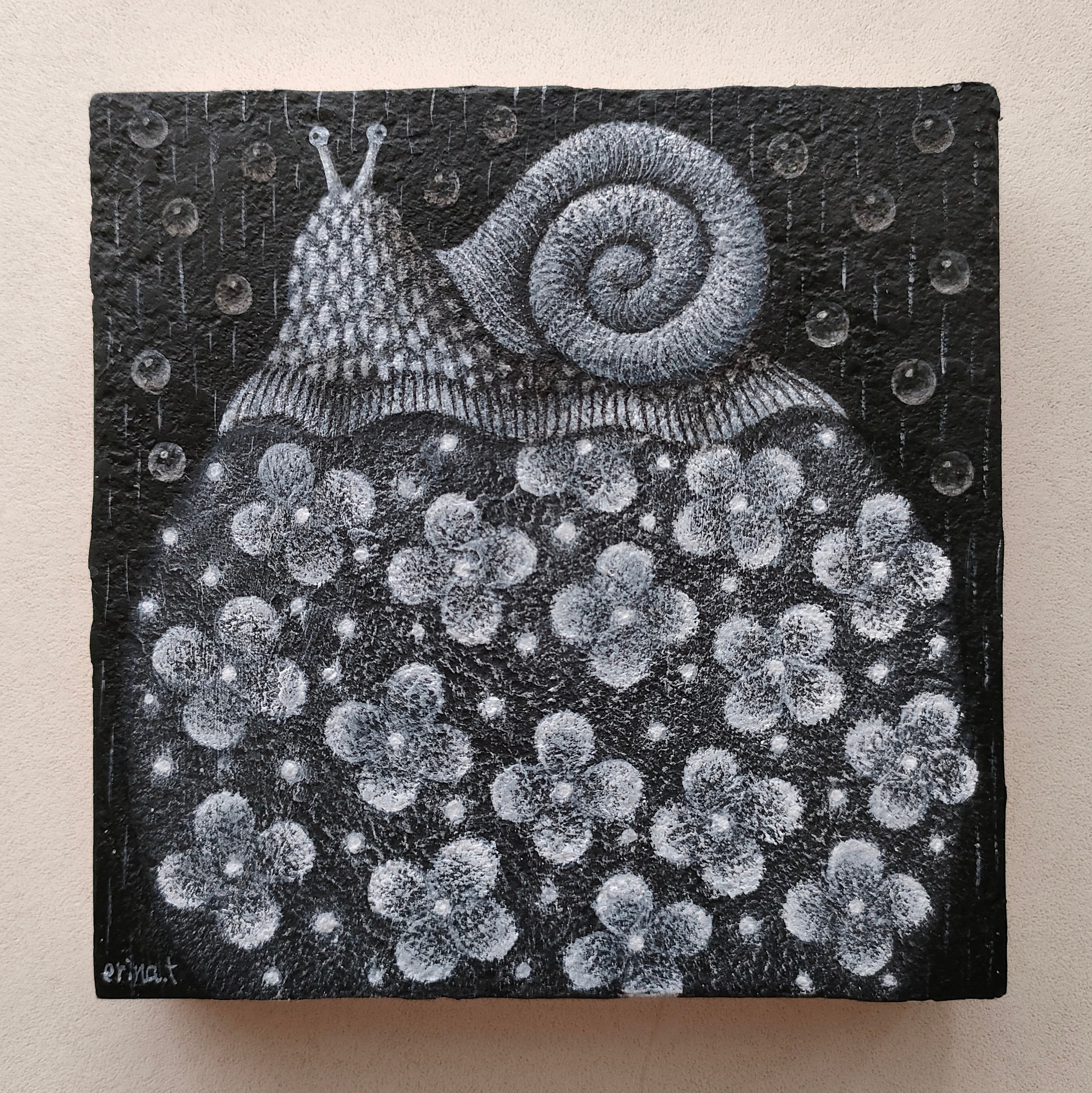 ミニ原画「雨と紫陽花」