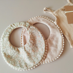 lehtiä Garden bell×oatmeal beige bib スタイ 4枚目の画像