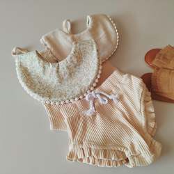 lehtiä Garden bell×oatmeal beige bib スタイ 6枚目の画像