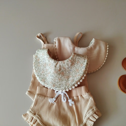 lehtiä Garden bell×oatmeal beige bib スタイ 5枚目の画像