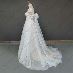 Vネック バックリボン ウェディングドレス 二次会 結婚式 前撮りドレス 579 4枚目の画像