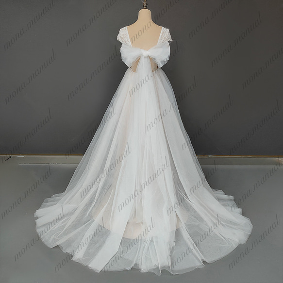 Vネック バックリボン ウェディングドレス 二次会 結婚式 前撮りドレス 579 3枚目の画像