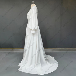 ヴィンテージ袖付きドレス レース ウェディングドレス 二次会 結婚式 前撮りドレス 577 4枚目の画像