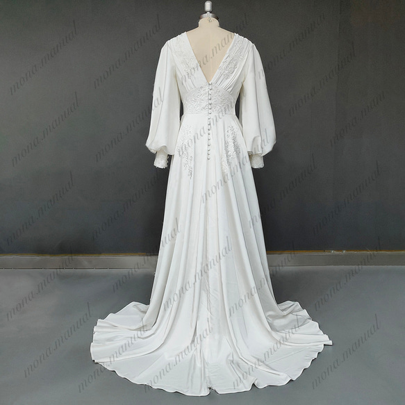 ヴィンテージ袖付きドレス レース ウェディングドレス 二次会 結婚式 前撮りドレス 577 3枚目の画像