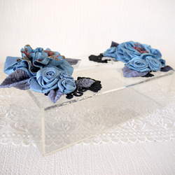 期間限定価格１点限り　母の日　セレブのティッシュボックス　フランスリボンのお花　ブルー系 6枚目の画像
