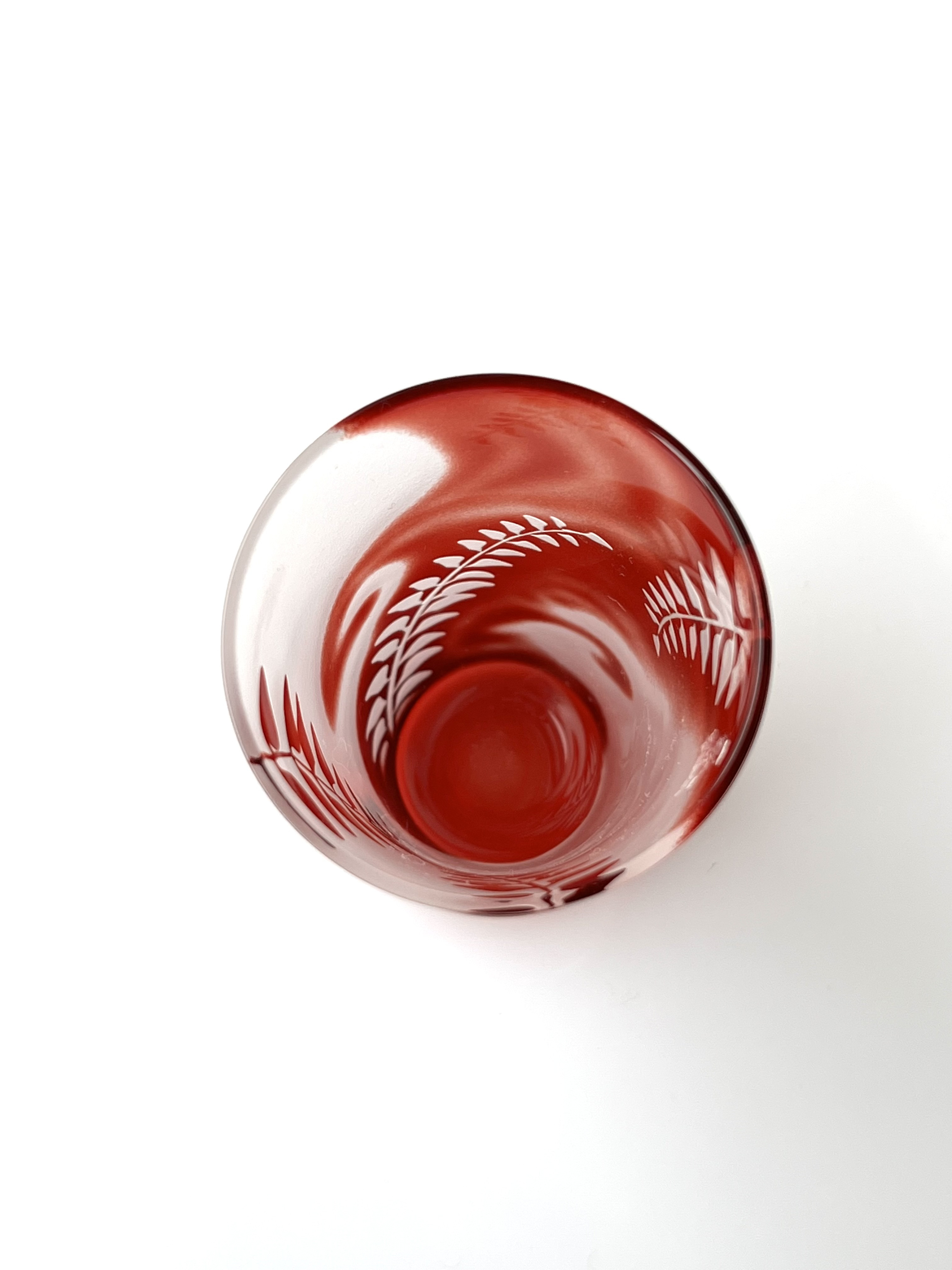 赤　藤の花　ひと口ビール　ミニグラス　江戸硝子