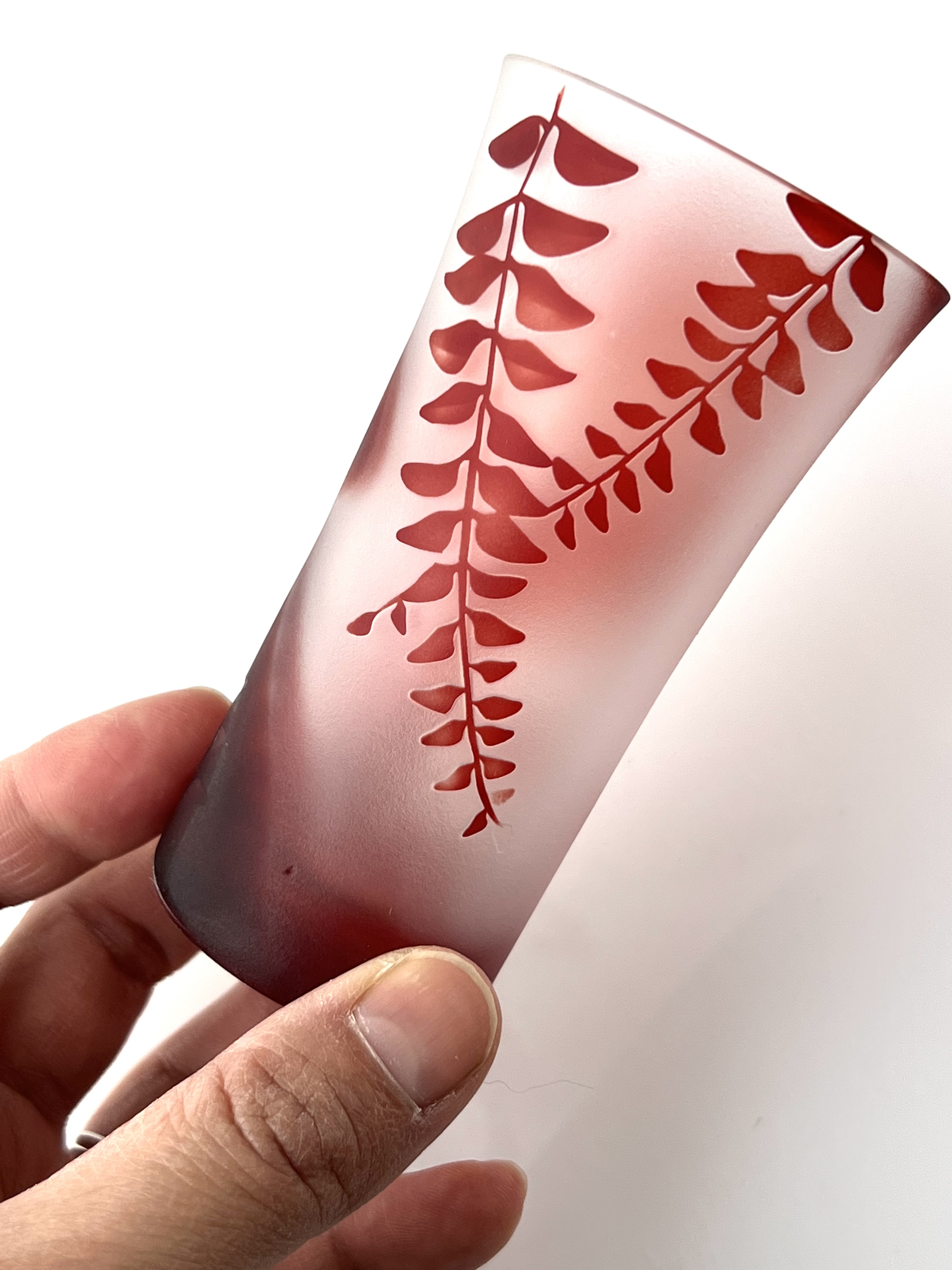 赤　藤の花　ひと口ビール　ミニグラス　江戸硝子