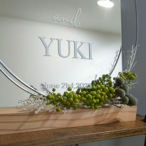 ドライフラワーアレンジメント　ウェルカムボード　ミラー　鏡 ドライフラワーアレンジメント ウェルカムボード ミラー 鏡