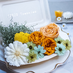 [送料無料]プリザの花箱✿Cream Citrus 花材セット 詰め合わせ プリザーブドフラワー ドライフラワー 1枚目の画像