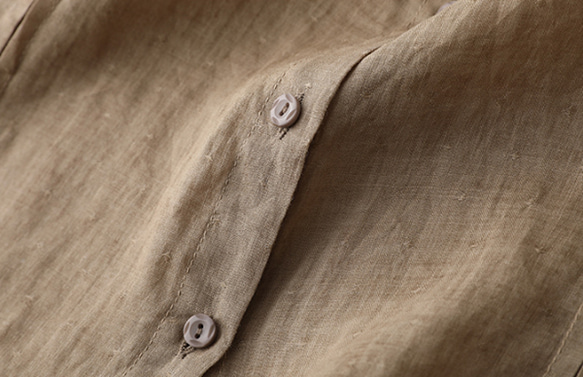 麻の上着純粋な色の長袖の襟を返します綿麻女シャツ  62083 5枚目の画像
