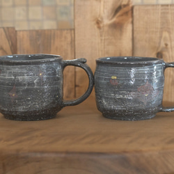 陶器　マグカップ　「桔梗」　「星」　カフェオレ　スープカップ 1枚目の画像