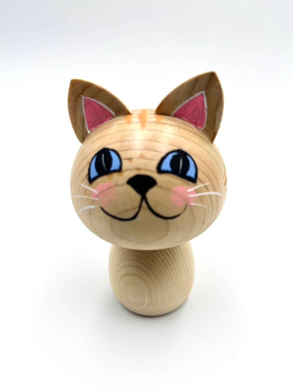 絵付け用　ハンドメイド用　木製　こけし　ねこ 猫こけし （木目）インテリア 手のひらサイズ 木製 その他