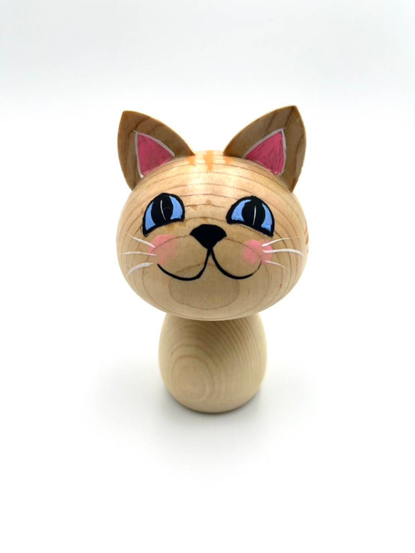 猫こけし　（木目）インテリア　手のひらサイズ　木製 2枚目の画像