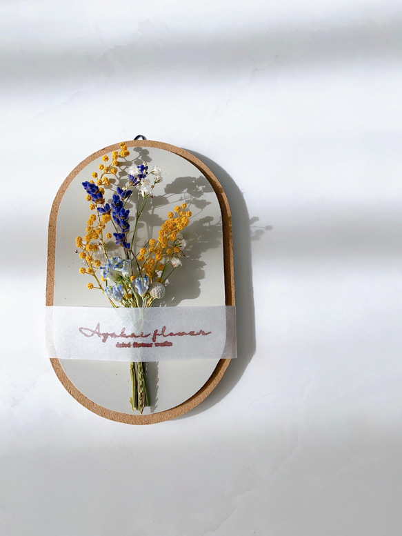 季節のお花のドライフラワー　ミニスワッグ　木製プレート　フラワープレート　インテリア　 6枚目の画像