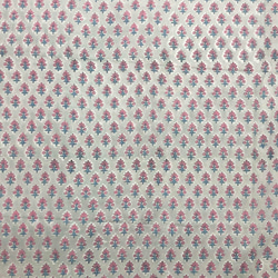 【50cm単位】グレーピンクスモールフラワー　インド　ハンドブロックプリント生地　テキスタイル  コットン 4枚目の画像