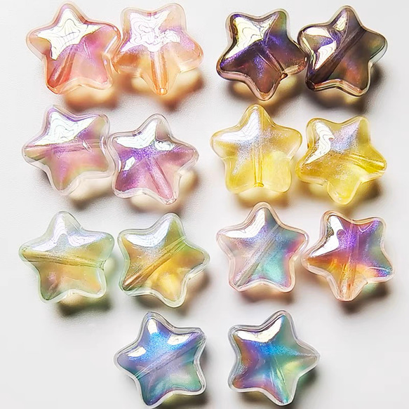 4個】縦穴 スター 星 五角星 パステルカラー クリア パーツ 