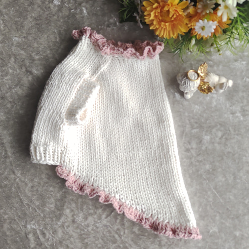 犬服・手編みフリルワンピースとセーターのペア ペット服