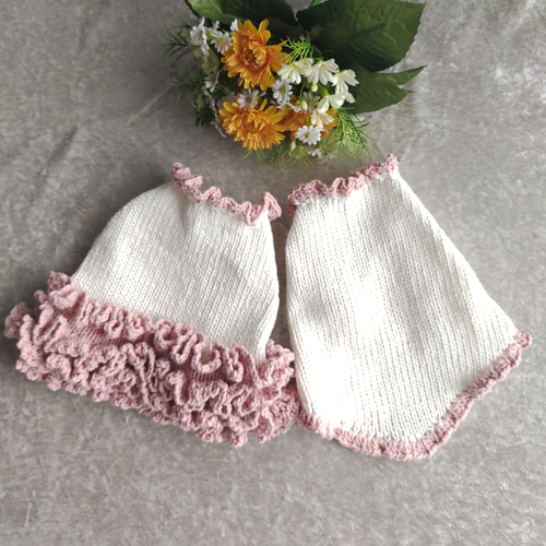 犬服・手編みフリルワンピースとセーターのペア ペット服