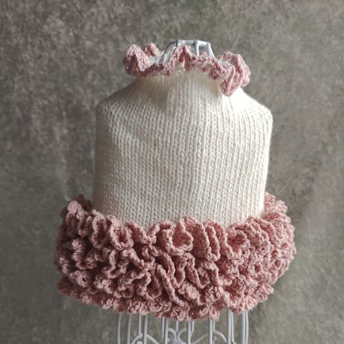 犬服・手編みフリルワンピースとセーターのペア ペット服