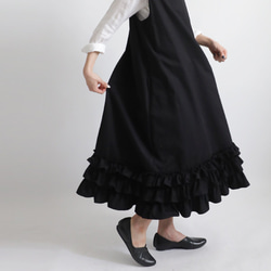 ラスト４　初夏ＳＡＬＥ　１１７ｃｍ　コットン チノ生地　フリル裾　ジャンパースカート　ワンピース　ゆったりA36 5枚目の画像