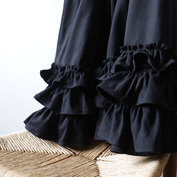 ラスト４　初夏ＳＡＬＥ　１１７ｃｍ　コットン チノ生地　フリル裾　ジャンパースカート　ワンピース　ゆったりA36 3枚目の画像