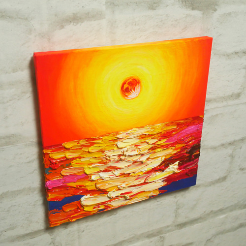 油絵 絵画アートパネル【オレンジの月】 絵画 HR 通販